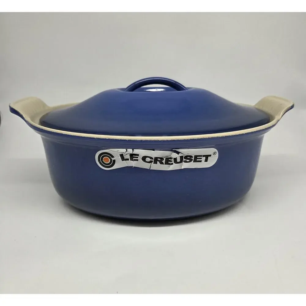 Vtg. Le Creuset Terrine Oval 28cm Azure Blue Williams-Sonoma Covered Casserole